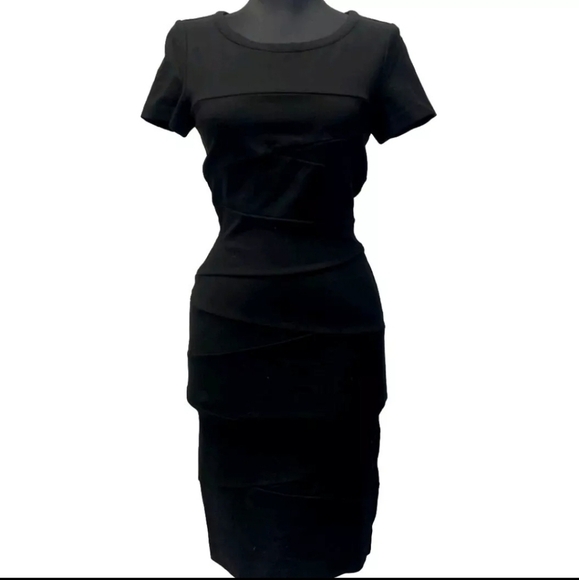 Diane Von Furstenberg Size 2 Crew Black Bodycon Mini Dress Office Work B22#11 - Picture 1 of 7